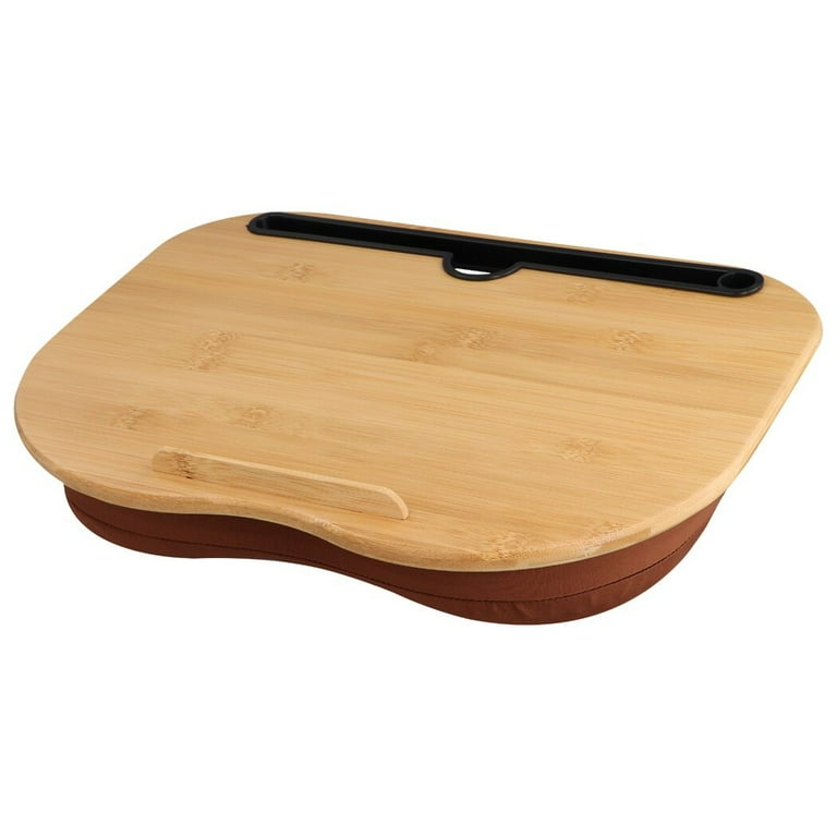 Lap Desk with Pillow Cushion Portable Bamboo Laptop Stand with Slot for Tablet Phone Lightweight Laptop Desk Tray Computer Bed Table for Home