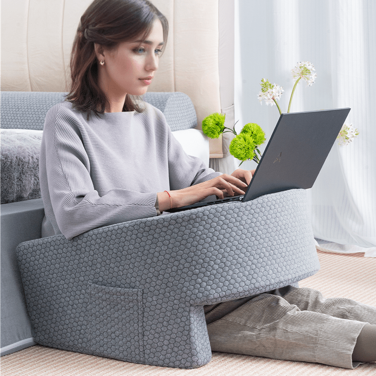 Lap Desk Pillow for Gaming Extra Large Reading Pillow with Pocket Arm Rest Pillow for Work Foam Bed Rest Pillows for Adults Gray Walmart