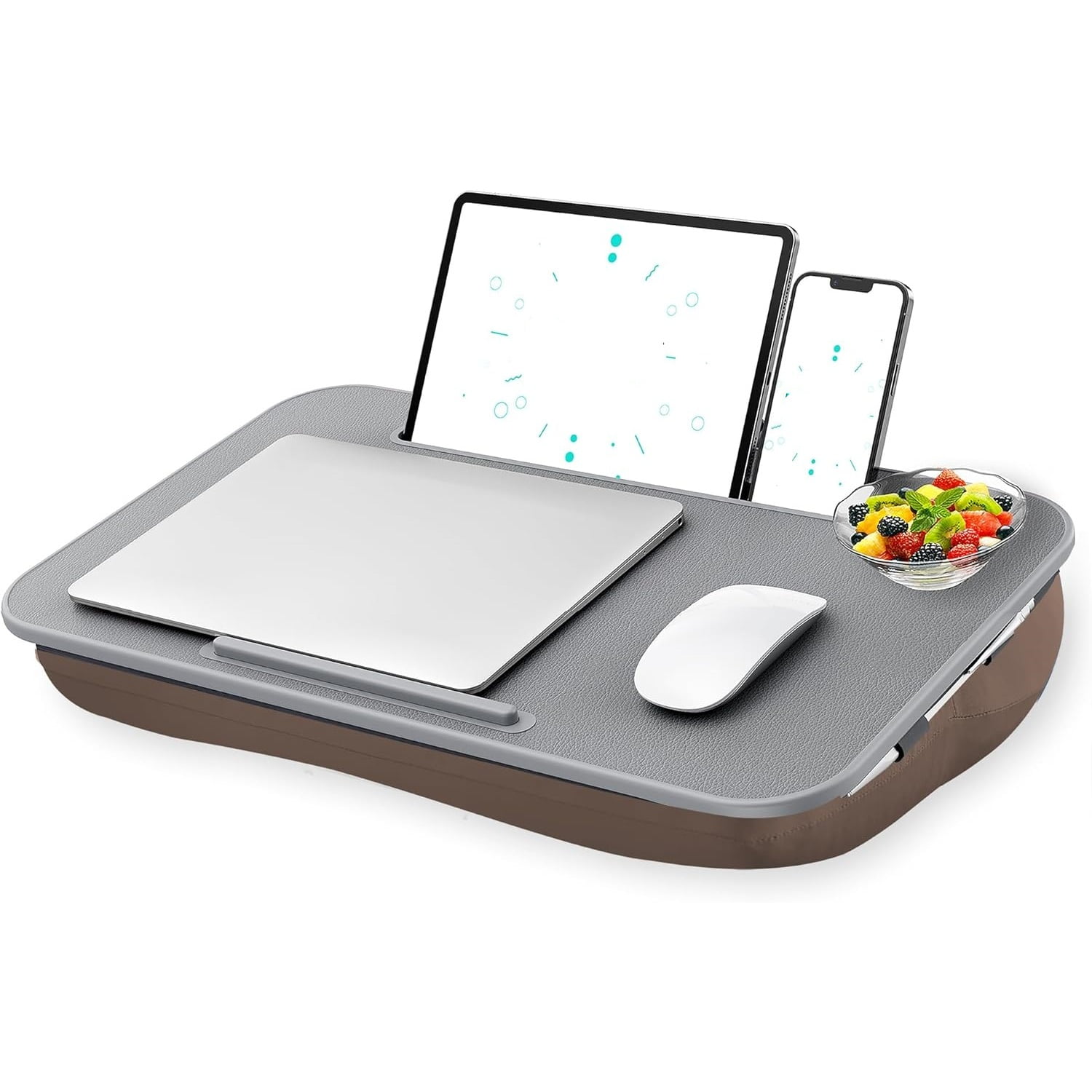Lap Desk | Portable Laptop Desk & Stand – Fits Up to 17 inch – Washable Cushion, Built-in Phone Holder – for Bed, Couch, Sofa, Floor – Writing, Reading, Home Office – Large, Coffee