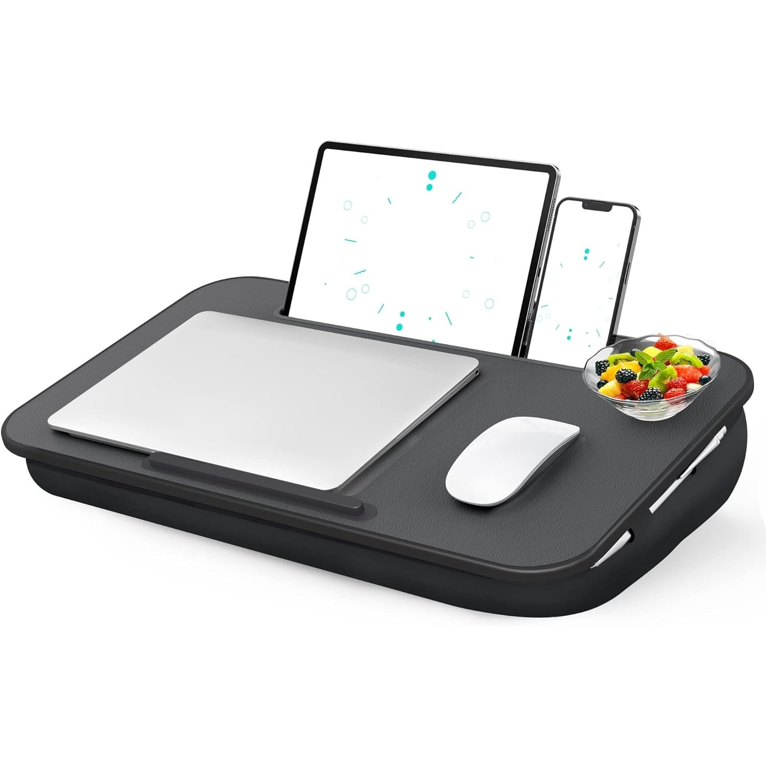 Lap Desk, Portable Laptop Stand with Washable Cushion, Fits up to 17 inch Laptop, with Device Ledge and Phone Holder, Use on Bed,Couch, Sofa, Floor, Home Office