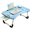 thumbnail image 1 of Lap Desk with Storage Drawer, Cup and Tablet Holder, Bed Tray Table, Foldable Laptop Desk, Laptop Stand for Working, Writing, Gaming and Drawing (23.6", Blue), 1 of 5