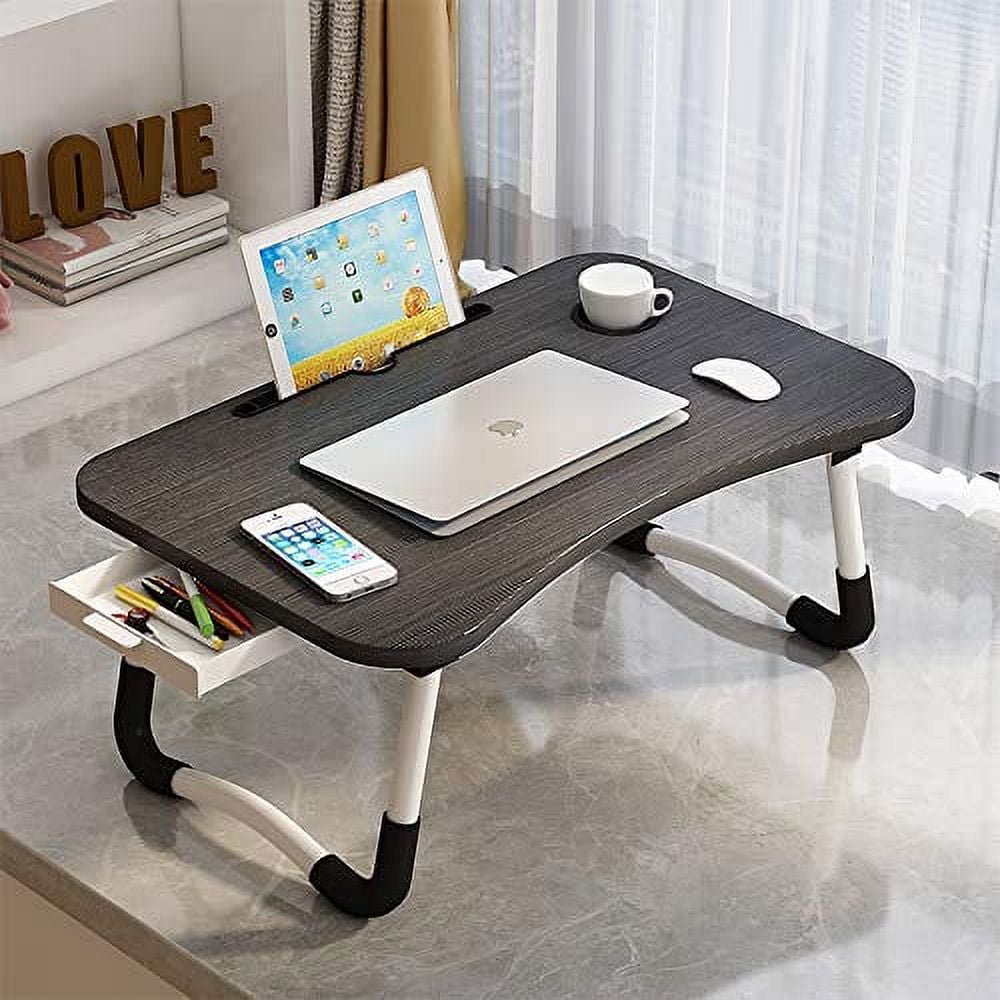 Laptop Bed Desk Table Tray Stand with Cup Holder/Drawer for  Bed/Sofa/Couch/Study/Reading/Writing On Low Sitting Floor Large Portable  Foldable Lap Desk