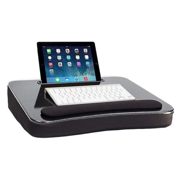 Lap Desk with Tablet Slot - Portable Laptop Bed Desk for 17 Inch Laptops & Tablets, Lightweight Comfort Lapboard with Memory Foam Cushion & Wrist Rest
