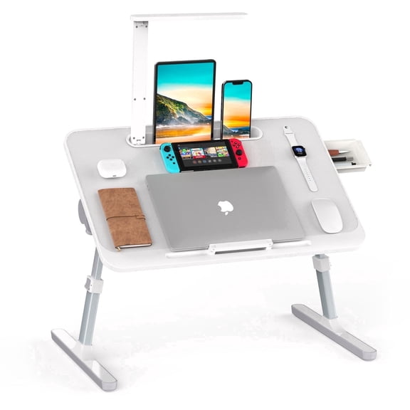 Foldable Lap Desk,Laptop Bed Tray Table with LED Light and Drawer for Bed and Sofa Notebook Stand for Eating Breakfast, Reading Book