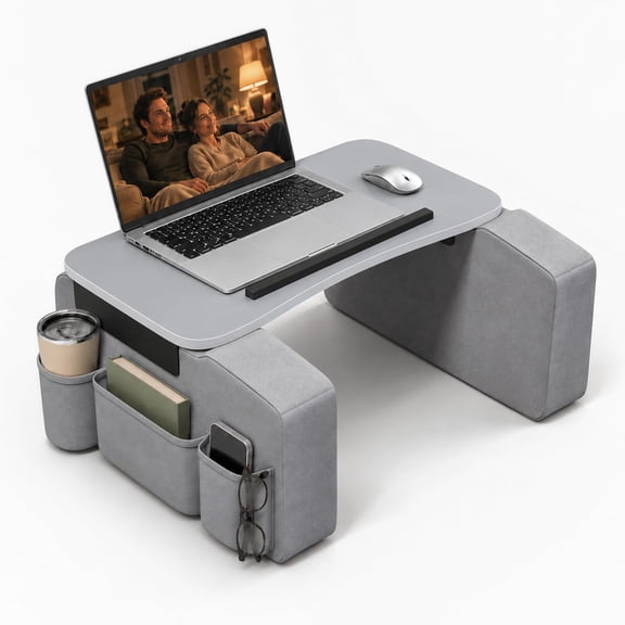 Lap Desk with Arm Rest, Fits 13"-16" Laptops, Ergonomic Laptop Stand for Bed & Couch, Gray