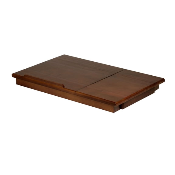 Lap Desk with Drawer, Portable Laptop Table - Foldable Legs, Solid Wood Top - Bed, Sofa, Pool Use - Antique Walnut Finish