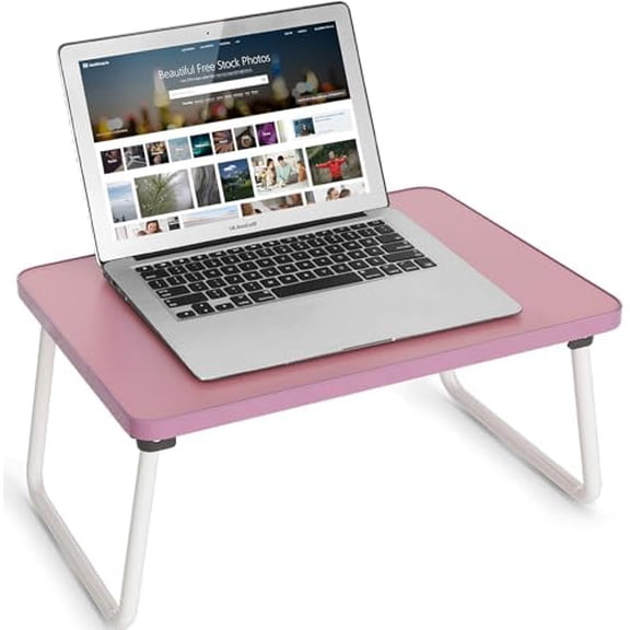 Lap Desks Laptop Tray for Bed or Couch, Breakfast Serving Tray with Folding Legs,Portable & Lightweight Mini Table, Laptop Stand for Working, Reading and Writing,Pink
