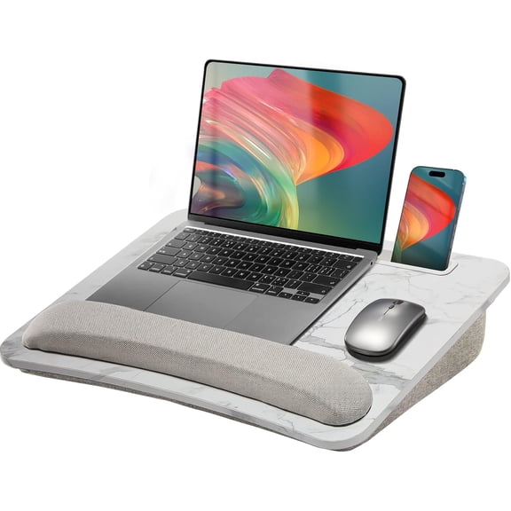 Lap Laptop Desk - Portable Lap Desk with Cushion, Fits up to 17 inch Laptop, with Anti-Slip Strip & Storage Function for Home Office Students Use as Computer Laptop Stand - Black, HNLD28B