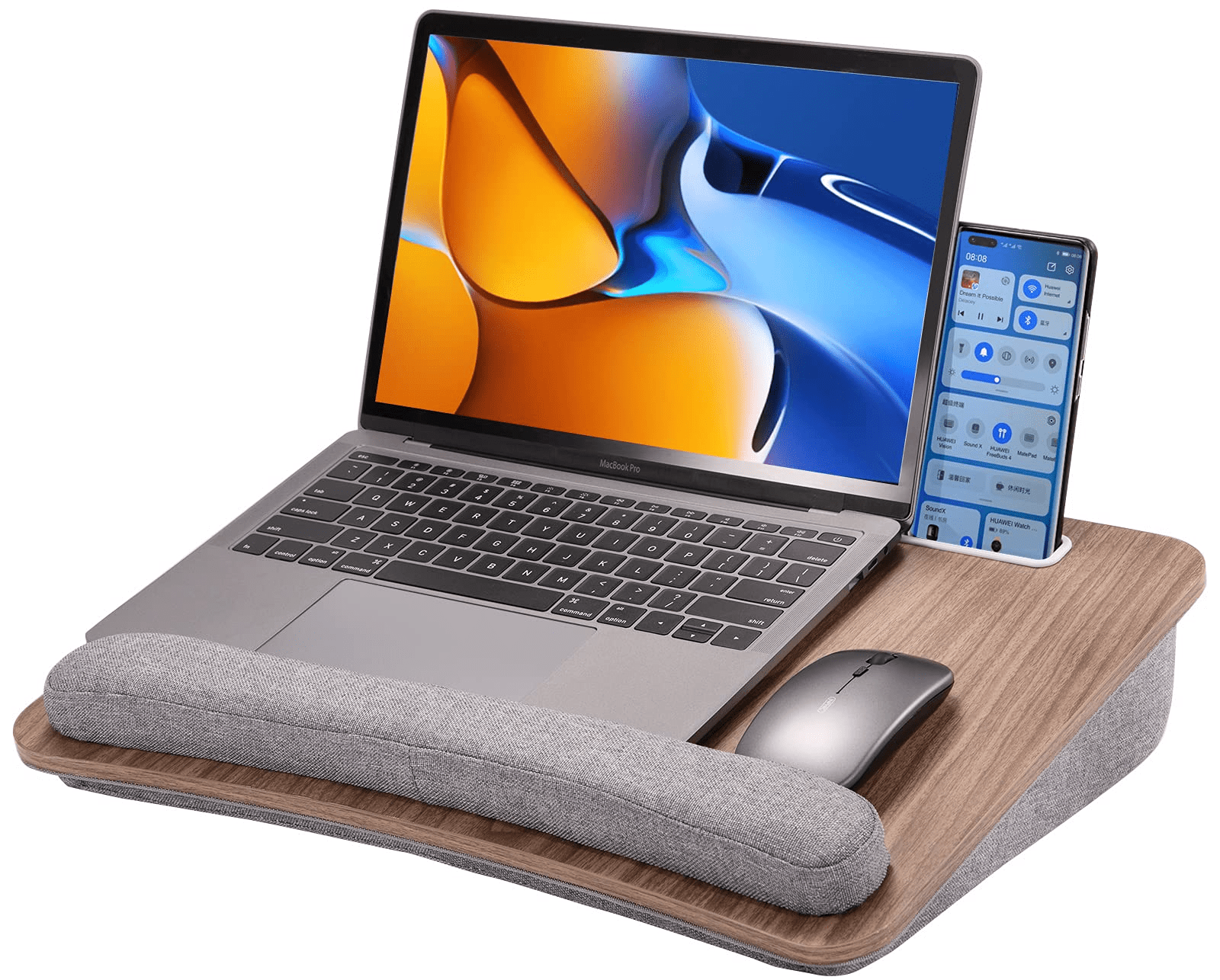 Lap Laptop Desk -Portable Lap Desk with Pillow Cushion, Fits up to 15.6  inch Laptop, with Anti-Slip Strip & Storage Function for Home Office  Students