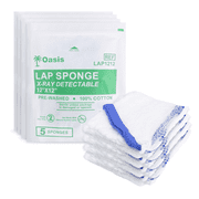 Sterile Lap Sponges, 12 X 12, 25 Count, Xray Detectable, Highly Absorbent, Pre-Washed & De-Linted, 100% Cotton, 5 Packs of 5