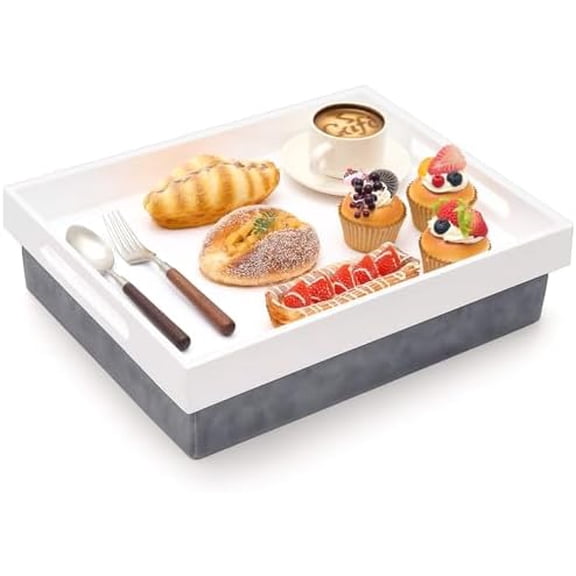 Lap Tray with Detachable Cushion, Acrylic White Lap Desk 16.53'' x 13'' with Handles for Bed Couch Eating Breakfast Dinner Laptop Housewarming Gift$$Home Decor, Kitchen, & Other