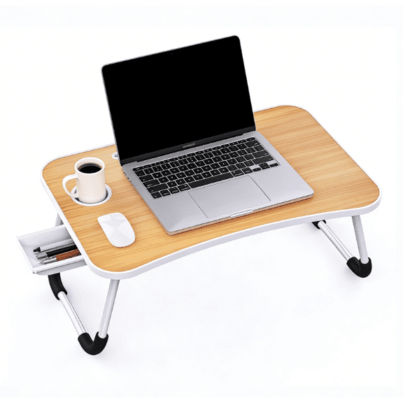 LapEasy Laptop Bed Table, Portable Desk Folding Dinner Tray, Foldable Laptop Desk, Notebook Stand for Eating, Writing, Studying (Walnut)