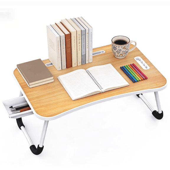 LapEasy Laptop Bed Table, Portable Desk Folding Dinner Tray, Foldable Laptop Desk, Notebook Stand for Eating, Writing, Studying (Walnut)