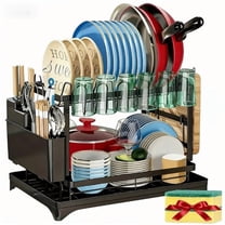 LapEasy Sink Dish Drying Rack, Dish Dryer Rack for Inside Sink, Stainless Steel Dish Drainers for Kitchen Counter with Drainboard & Utensil Holder