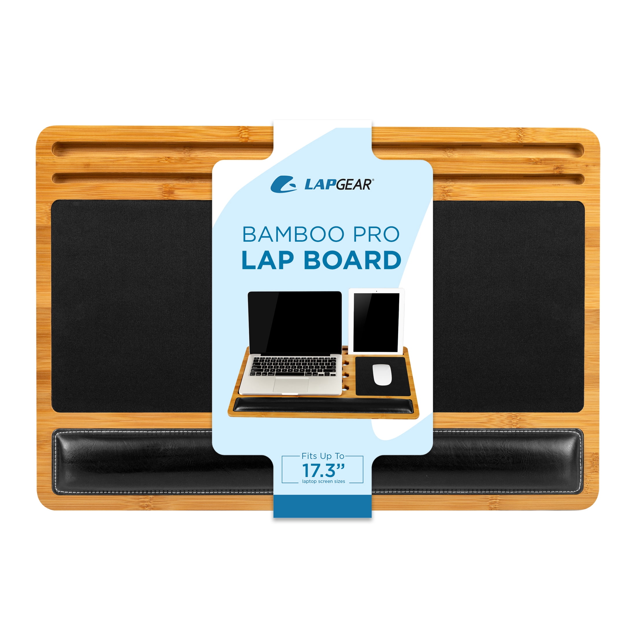 LapGear Bamboo Pro Lap Board, Natural, Fits up to 17.3in Laptop