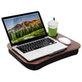thumbnail image 1 of LapGear Cup Holder Lap Desk, Fits 14" Laptop, Espresso Woodgrain, 1 of 6