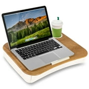 LapGear Cup Holder Lap Desk, Fits 14" Laptop, White Oak Woodgrain