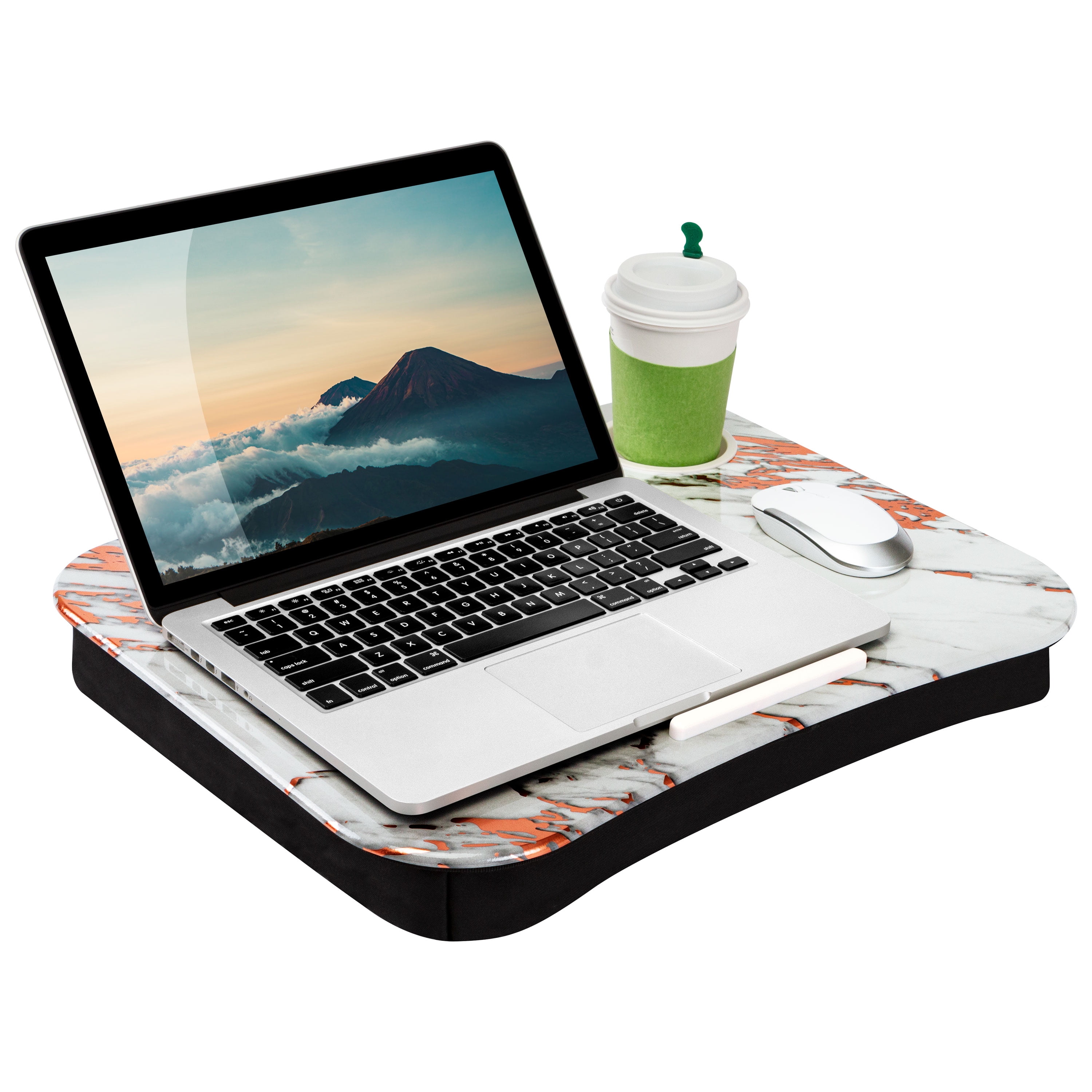 LapGear Cup Holder Lap Desk for up to 15.6" Laptops, Rose Gold Mrb