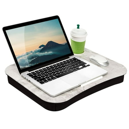 LapGear - Cup Holder Lap Desk for 14" Laptop - White Marble