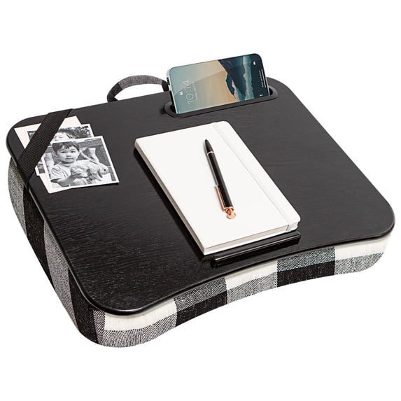 LapGear Designer Lap Desk with Phone Holder, Fits 15.6" Laptop, Buffalo Check, Comfortable Cushion
