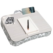 LapGear Designer Lap Desk with Phone Holder, Fits 15.6" Laptop, Gray Damask, Comfortable Cushion