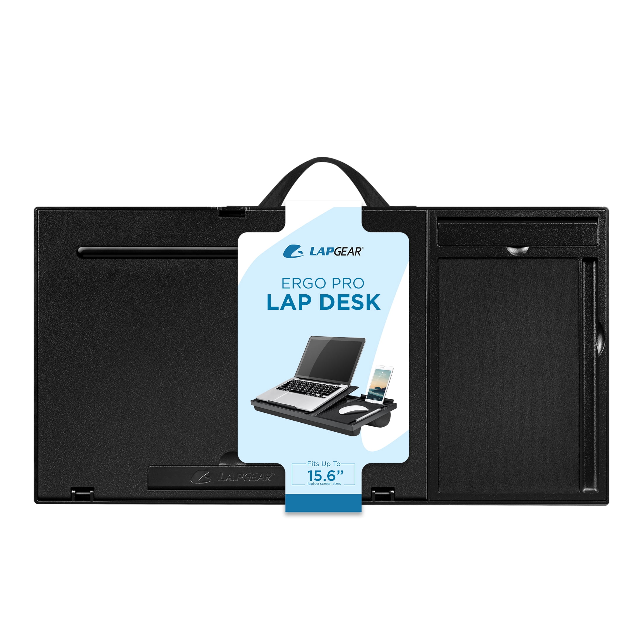 LAPGEAR Compact Lap Desk - Black - Fits up to 15 Inch Laptops - Style No.  43108