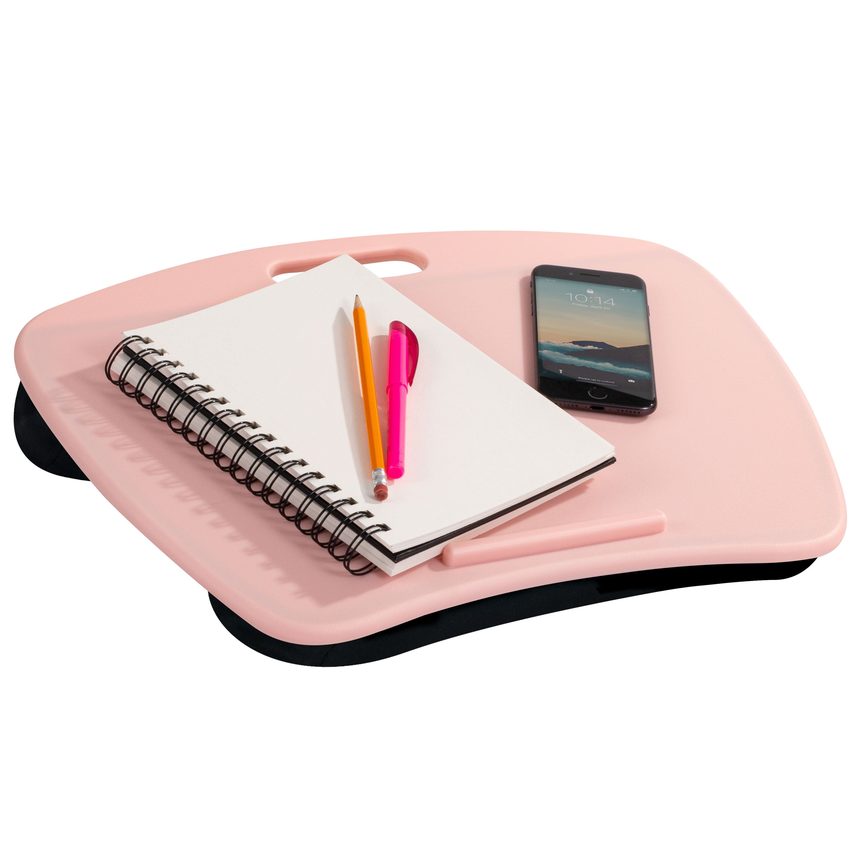 Lapgear Home Office Lap Desk with Device Ledge, Mouse Pad, and Phone Holder Pink