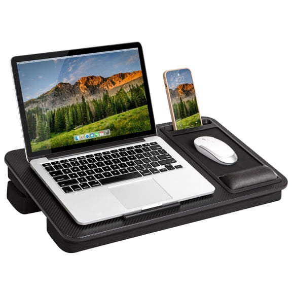 LapGear Large Adjustable Lap Desk with Wrist Rest, Black Carbon