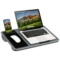 LapGear Left-Handed Home Office Lap Desk, Fits up to 15.6" Laptops, Silver Carbon