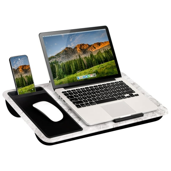 LapGear Left-Handed Home Office Lap Desk, Fits up to 15.6" Laptops, White Marble