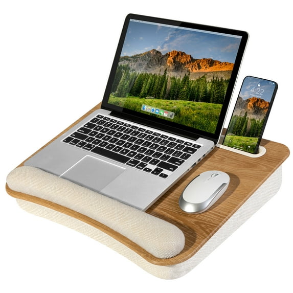 LapGear Portable Laptop Lap Desk, Fits up to 15.6" Laptop, White Oak Woodgrain