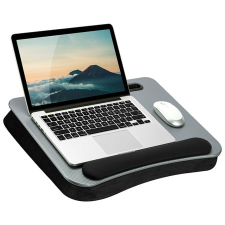 LapGear - Smart-e Pro Memory Foam Lap Desk for 17.3" Laptop or Tablet - Silver Carbon