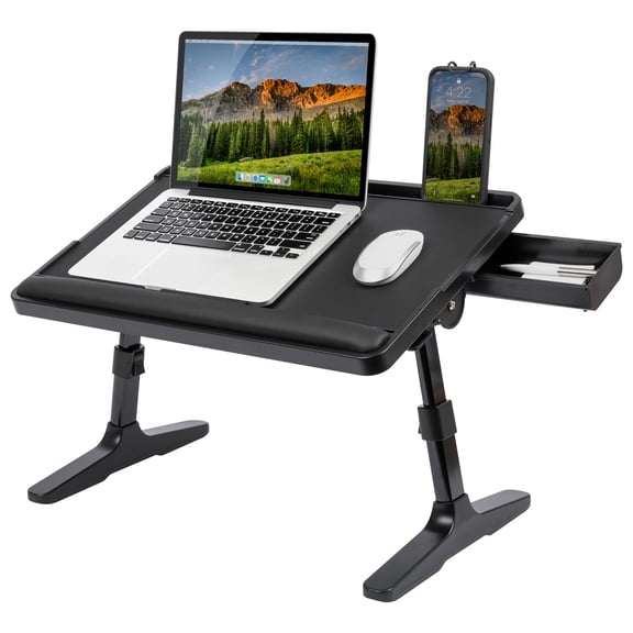 LapGear Tilt Table Lap Desk, Fits 17.3" Laptop, Black Leather