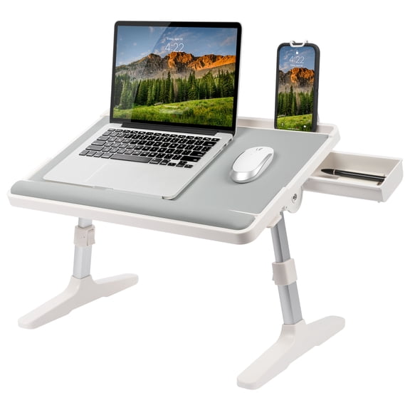 LapGear Tilt Table Lap Desk, Fits 17.3" Laptop, Gray Leather