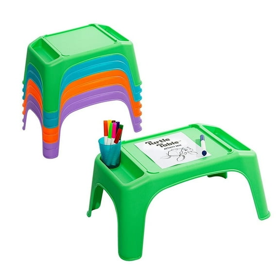 LapGear Turtle Table Kids Flexible Seating Lap Desk Tray, Assorted Brights, 8-Pack