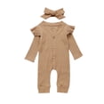 thumbnail image 1 of Lapa Baby Toddler Girl Rib-knit Ruffle Button Romper Jumpsuit, 1 of 2