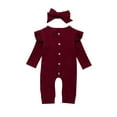 thumbnail image 1 of Lapa Baby Toddler Girl Rib-knit Ruffle Button Romper Jumpsuit, 1 of 2