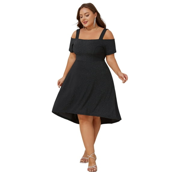 LapaPlus Elegant Evening Dress for Women, Black Formal Gown with Wide Straps, Perfect for Galas, Weddings & Special Occasions (Sizes 1X-5XL)