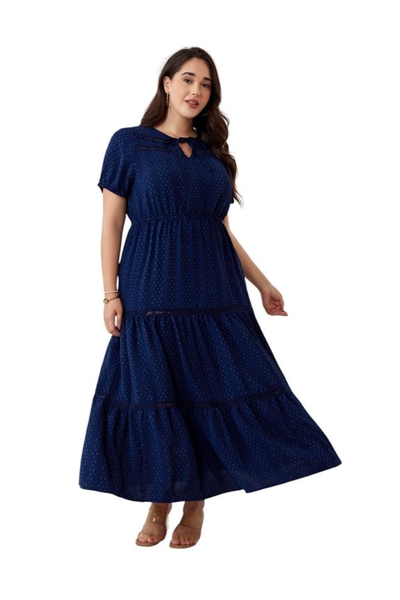 Plus Size Dresses for Women Elegant Short Sleeve Beach Party Dress with Pockets