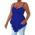 thumbnail image 1 of LapaPlus Plus Size Spaghetti Strap Tops for Women Beaded Trendy Asymmetrical Hem Blouse 1XL-5XL, 1 of 6