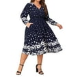 thumbnail image 1 of LapaPlus Women Plus Size Dresses Long Sleeve Floral A-Line Christmas Party Snowball Midi Dress with Pockets, 1 of 6