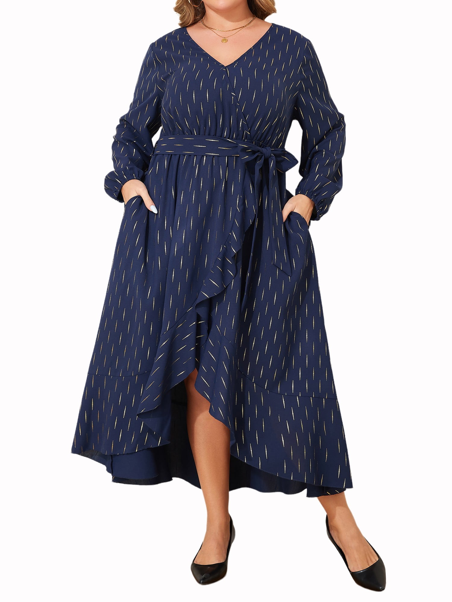 Plus Black Printed Midi Dress main image 0
