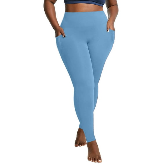 LapaPlus Women's Plus-Size High-Waisted Workout Leggings with Pockets Ankle-Length Pants for Yoga, Running, Gym