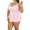 thumbnail image 1 of LapaPlus Women's Plus Size Lingerie Sleepwear Lace Mesh Sleepshirt, XL-5XL Pink, 1 of 6