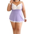 thumbnail image 1 of LapaPlus Women's Plus Size Lingerie Sleepwear Lace Mesh Sleepshirt, XL-5XL Purple, 1 of 6