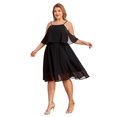 thumbnail image 1 of LapaPlus Womens Plus Size Chiffon Dress - Beaded Ruffled Sleeves & Adjustable Straps, Elastic Waist Formal Evening Gown for Weddings/Parties (US14-22), 1 of 9