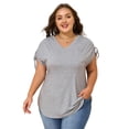thumbnail image 1 of LapaPlus XL-6XL Plus Size Tops Short Sleeve V Neck Pocket Blouse T-shirt for Women, 1 of 12