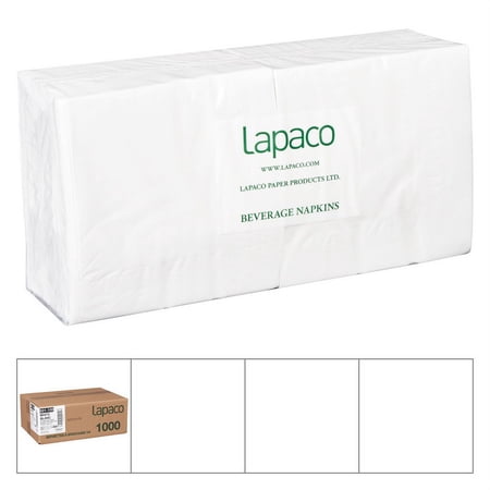 Lapaco 501-100 2-Ply White Beverage Napkin - 1000 / CS
