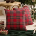 thumbnail image 1 of Lapalife 2 Pack Christmas Plaid Pillow Cover, Snowflake Scottish Tartan Checks Cushion Cover Decorative Throw Pillow Case, 18''x 18'', 1 of 6