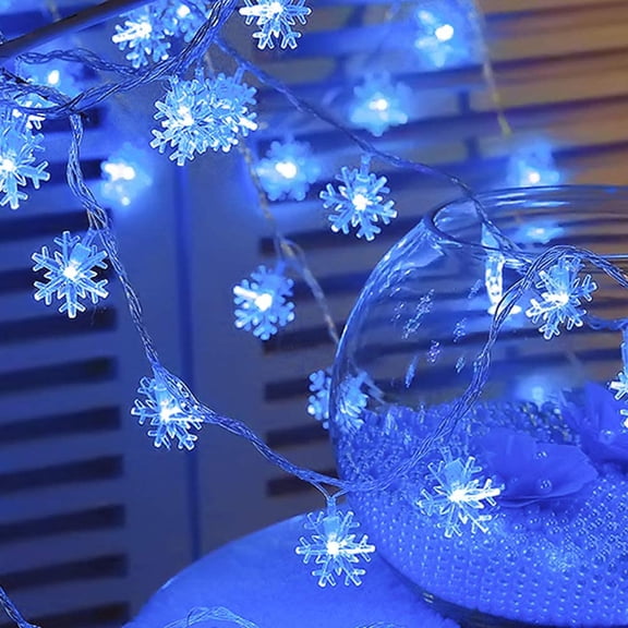 Lapalife 2 Pack Snowflake Christmas String Lights, 9.8Ft 20LEDs Battery Operated Waterproof Fairy Lights for Bedroom Party Home Christmas Tree Xmas Decor